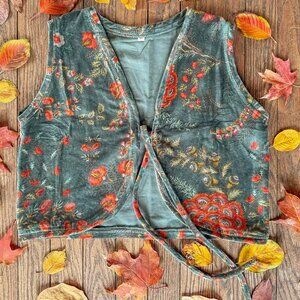 Mae Organic Cotton Velvet Floral Vest Bayberry NWT M/L Boho